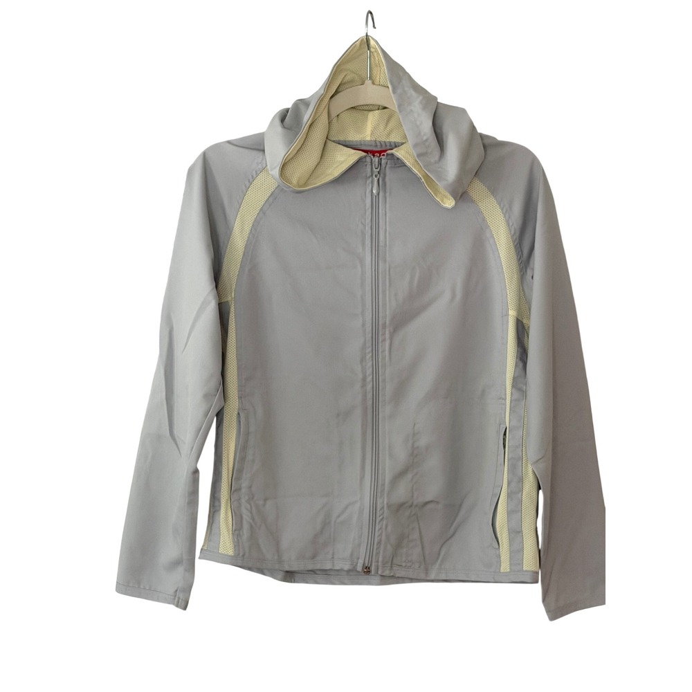 Contact New York Women's S Gray Yellow Hooded Windbreaker Jacket | SKU 1129